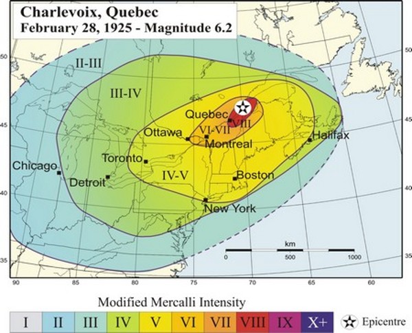 Charlevoix Isoseismic map Isoseismal map of affected area