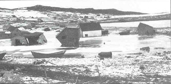 Lord Cove's buildings tossed and smashed Lord Cove's buildings tossed and smashed