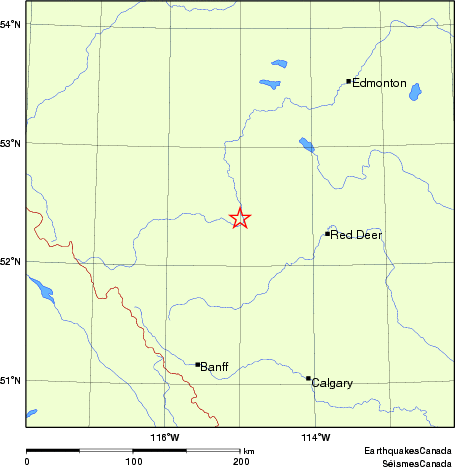 Map of historical earthquakes magnitude 5.0 and larger.  Details in the data table below