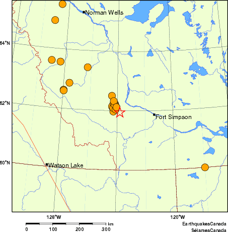 Map of historical earthquakes magnitude 5.0 and larger.  Details in the data table below