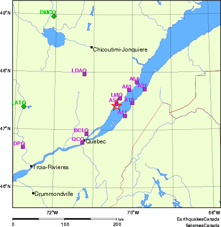 Map of Regional Seismographs