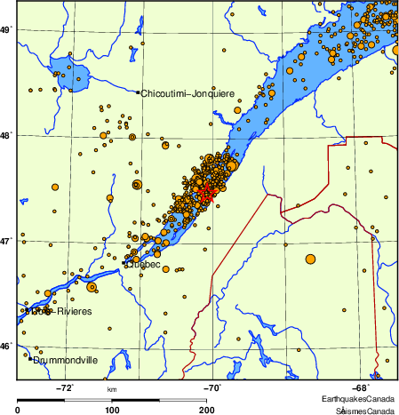 Map of earthquakes magnitude 2.0 and larger, 2000 - present