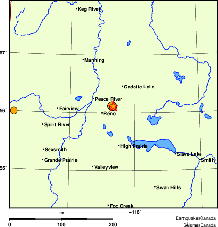 Map of historical earthquakes magnitude 5.0 and larger.  Details in the data table below