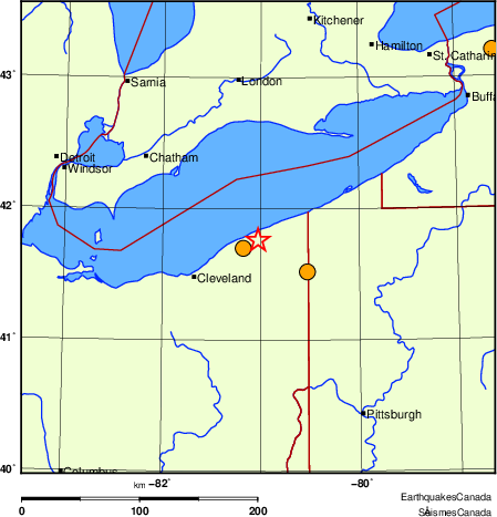 Map of historical earthquakes magnitude 5.0 and larger.  Details in the data table below