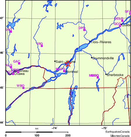 Map of Regional Seismographs