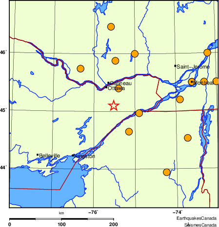 Map of historical earthquakes magnitude 5.0 and larger.  Details in the data table below
