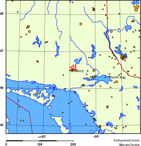 carte des des séismes de magnitude 2,0 et plus depuis 2000