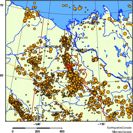 carte des des séismes de magnitude 2,0 et plus depuis 2000