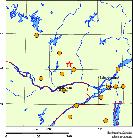 carte des séismes historiques de magnitude 5,0 et plus.  Détails dans le tableau de données ci-dessous