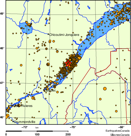 Map of earthquakes magnitude 2.0 and larger, 2000 - present
