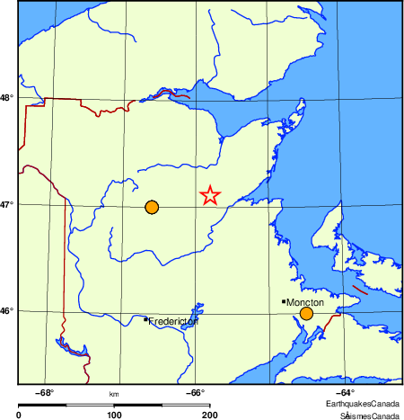 Map of historical earthquakes magnitude 5.0 and larger.  Details in the data table below