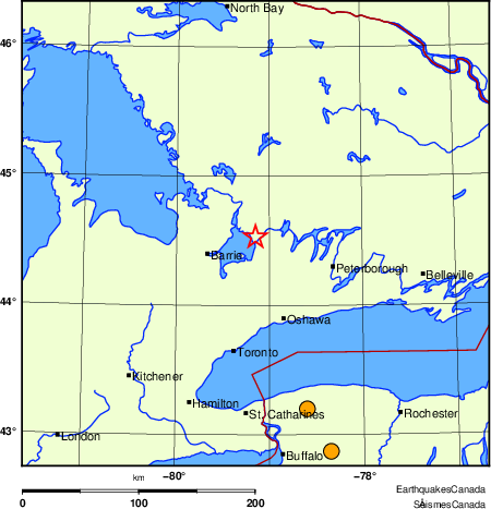 Map of historical earthquakes magnitude 5.0 and larger. Details in the data table below