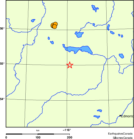 Map of historical earthquakes magnitude 5.0 and larger.  Details in the data table below