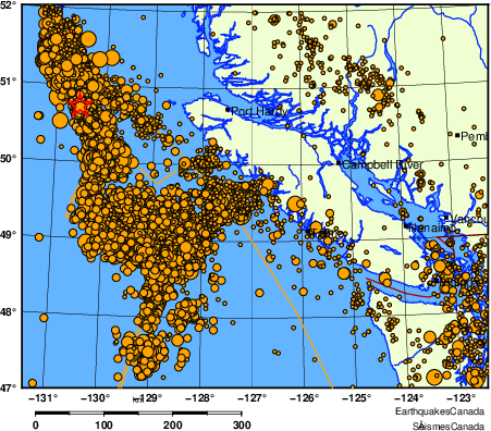 carte des des s&eacute;ismes de magnitude 2,0 et plus depuis 2000