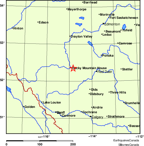 carte des endroits pr&egrave;s de l'&eacute;picentre