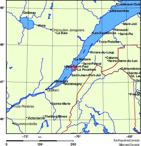 carte des endroits pr&egrave;s de l'&eacute;picentre