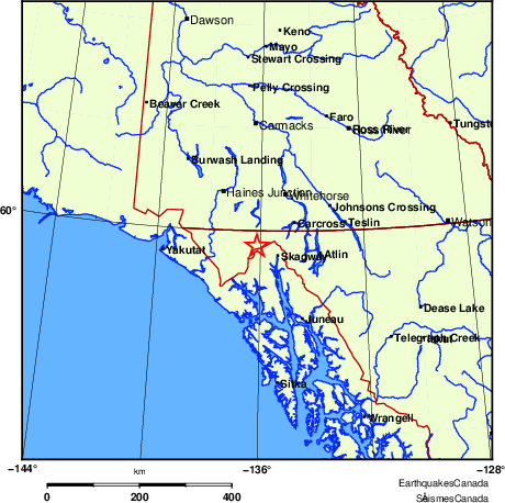 carte des endroits pr&egrave;s de l'&eacute;picentre