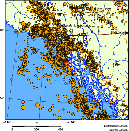 carte des des s&eacute;ismes de magnitude 2,0 et plus depuis 2000