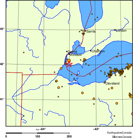 carte des des s&eacute;ismes de magnitude 2,0 et plus depuis 2000