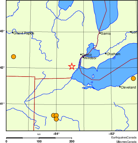 carte des séismes historiques de magnitude 5,0 et plus. Détails dans le tableau de données ci-dessous