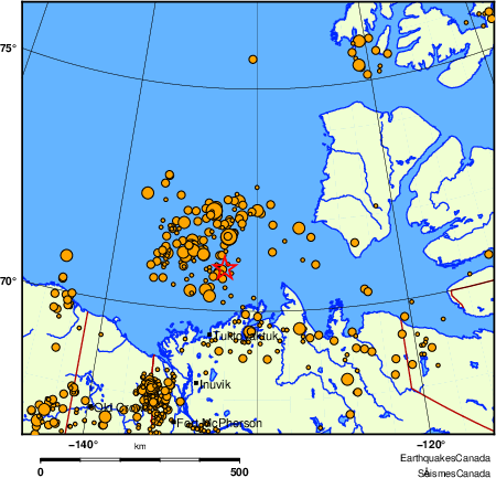 carte des des séismes de magnitude 2,0 et plus depuis 2000