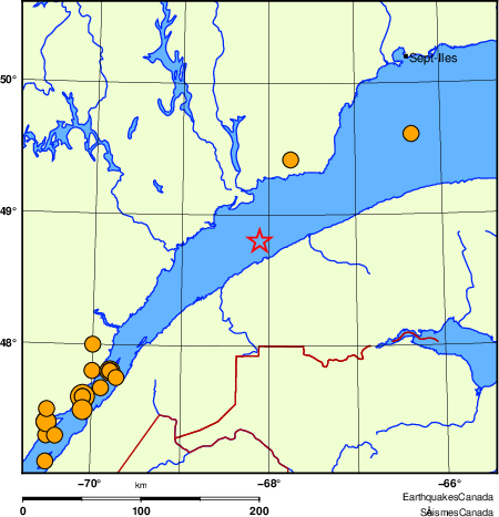 Map of historical earthquakes magnitude 5.0 and larger. Details in the data table below