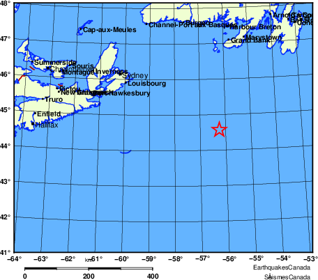 carte des endroits pr&egrave;s de l'&eacute;picentre